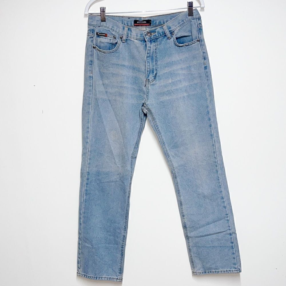 Pierre Cardin Light Wash Relaxed Straight Leg Mid Rise Mens Jeans Sz 32 R